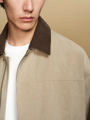Men's Barn-Style Contrast-Collar Utility Jacket