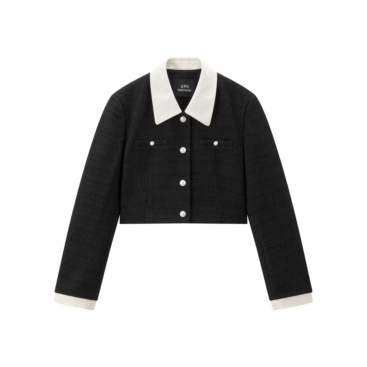 Women's Cropped Contrast Tweed Jacket