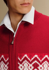 Men's Fair Isle Contrast Knit Cardigan