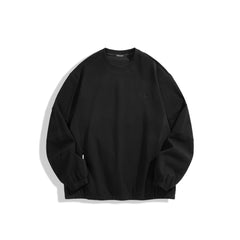 Men's Solid Pullover Sweatshirt with Elastic Hem