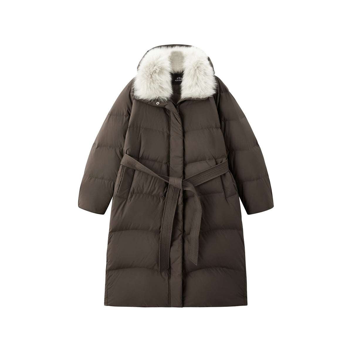 Women's Long Down Coat with Detachable Fox Fur Collar