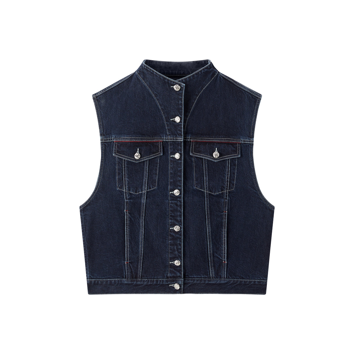 Women's Oversized Denim Vest with Statement Buttons