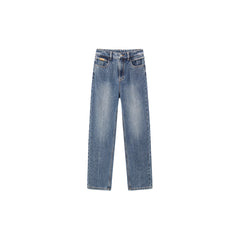 Women's Bleached High Waist Straight Jeans