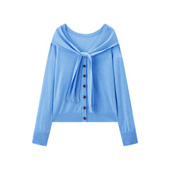 Women's Knit Cardigan with Detachable Cape