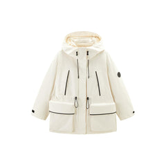 Women's drawstring waist puffer parka jacket