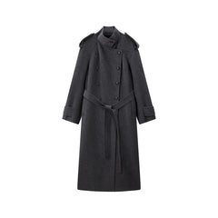 Women's Double-Breasted Trench-Style Cashmere Coat