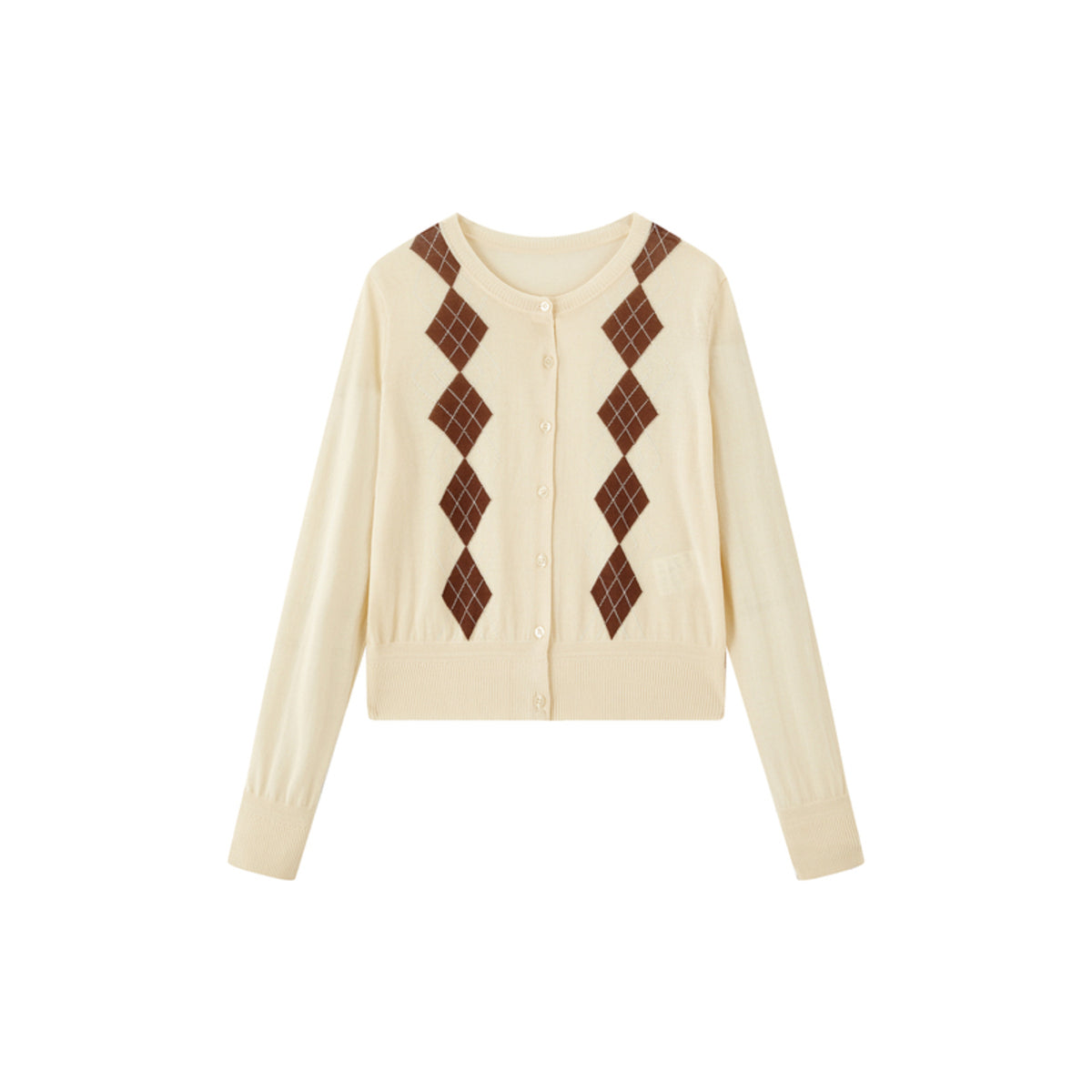 Women's Cable Knit Argyle Cardigan