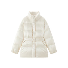 Women's Glossy Belted Thermal Down Jacket