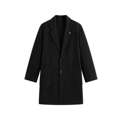 Men's Black Wool-Blend Coat