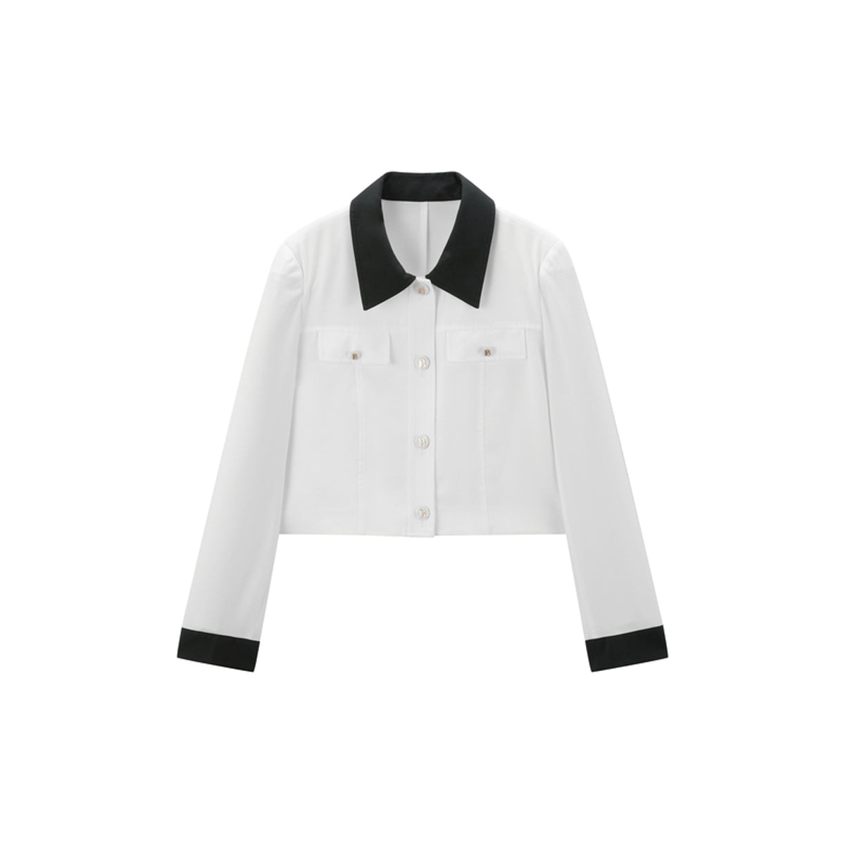 Women's Contrast Collar Cropped Jacket with Modal