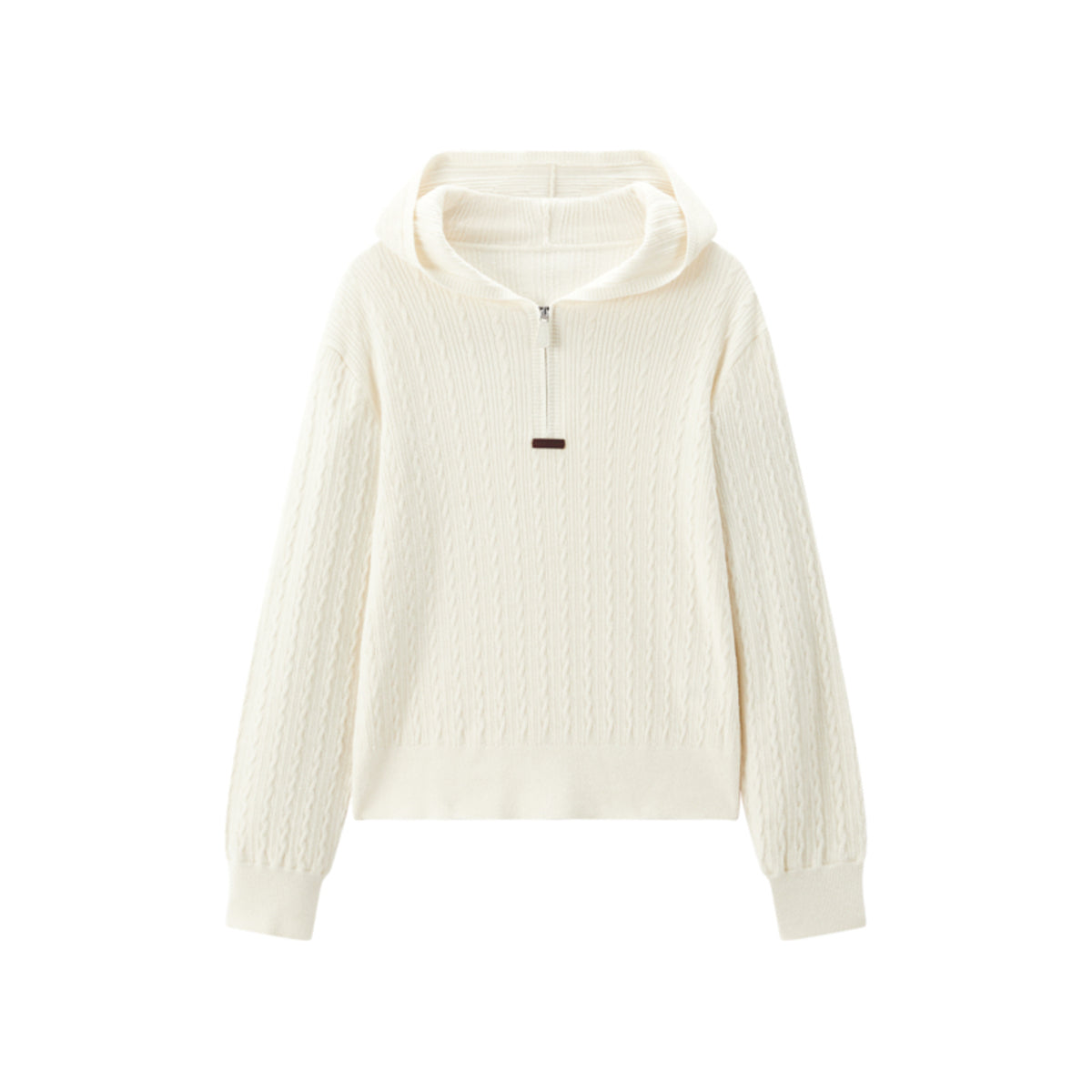 Women's Short Cable-Knit Hooded Sweater
