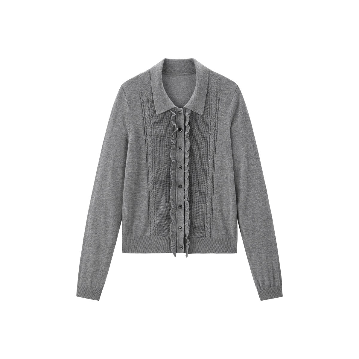 Women's Ruffled Cable-Knit Cardigan