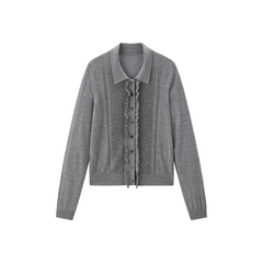 Women's Ruffled Cable-Knit Cardigan