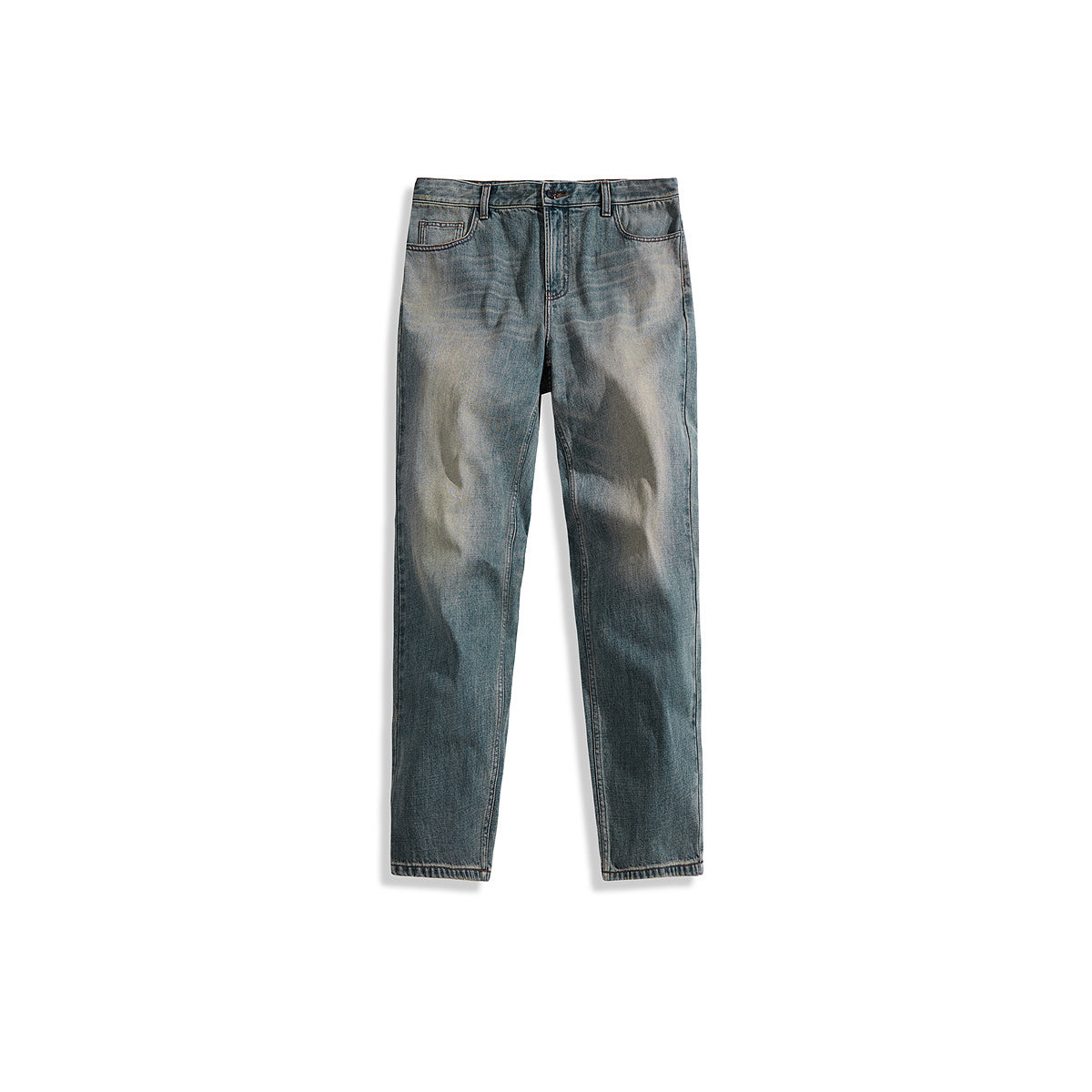 Men's Washed Vintage Distressed Straight-Leg Jeans