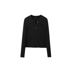 Women's Black Half Zip Textured Pullover