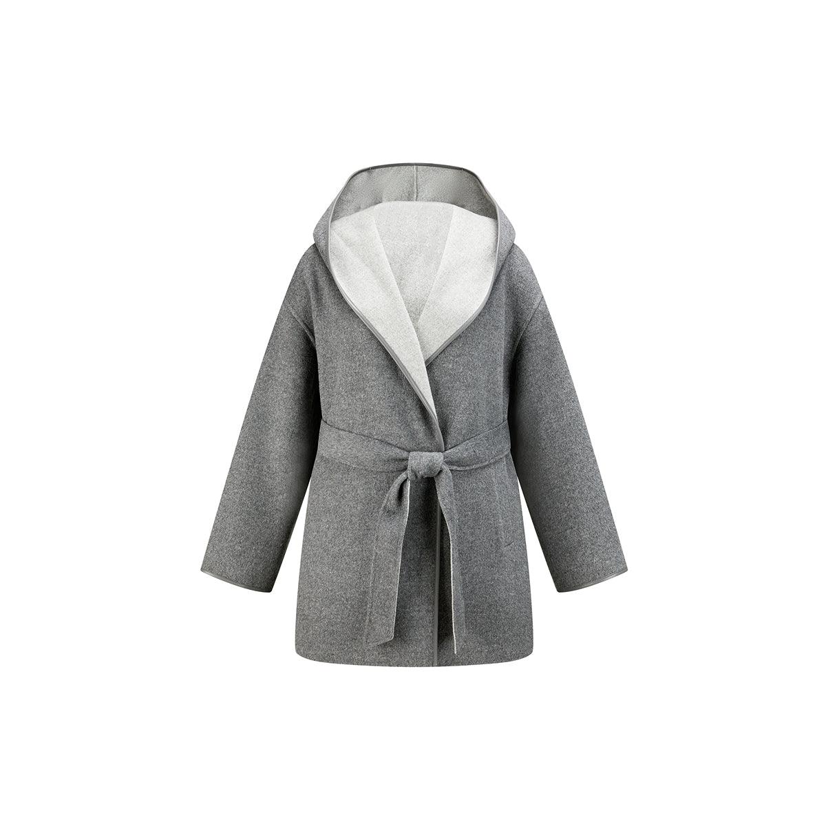 Women's  Hooded Belted Wool Coat