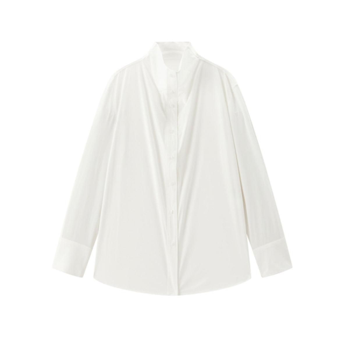 Women's Brushed Oversized Stand-Collar Shirt