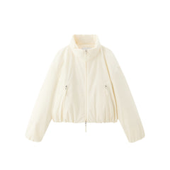 Women's Short Down Jacket with Ruched Hem