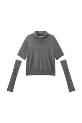 Women's Knit Sweater with Detachable Sleeves