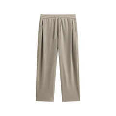 Men's Khaki Drawstring-Waist Straight Pants