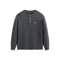 Men's Cable-Knit Henley Sweater