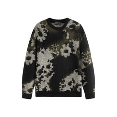 Men's Allover Contrast Floral Jacquard Sweater
