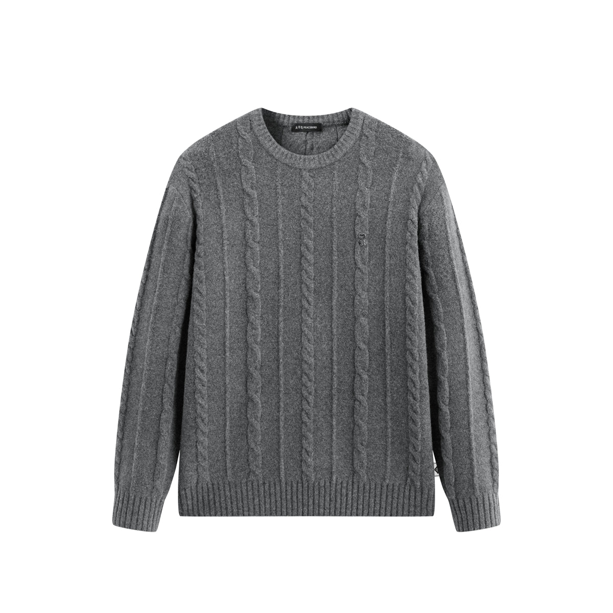 Men's Relaxed Solid Cable-Knit Pullover