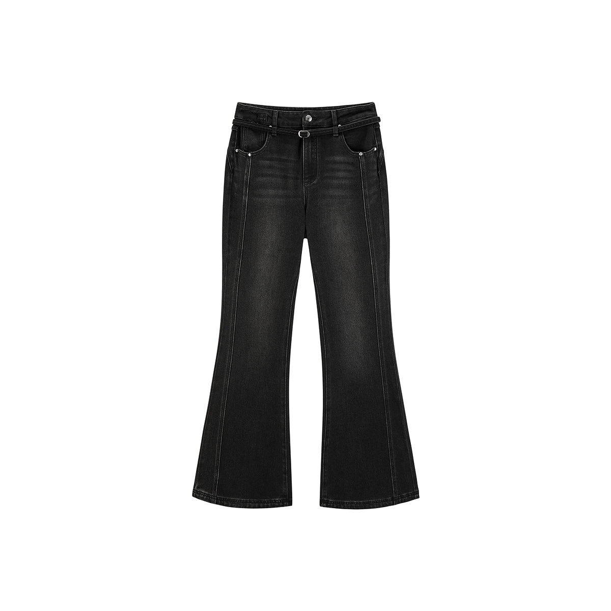 Women's High Waist Flared Jeans With Belt