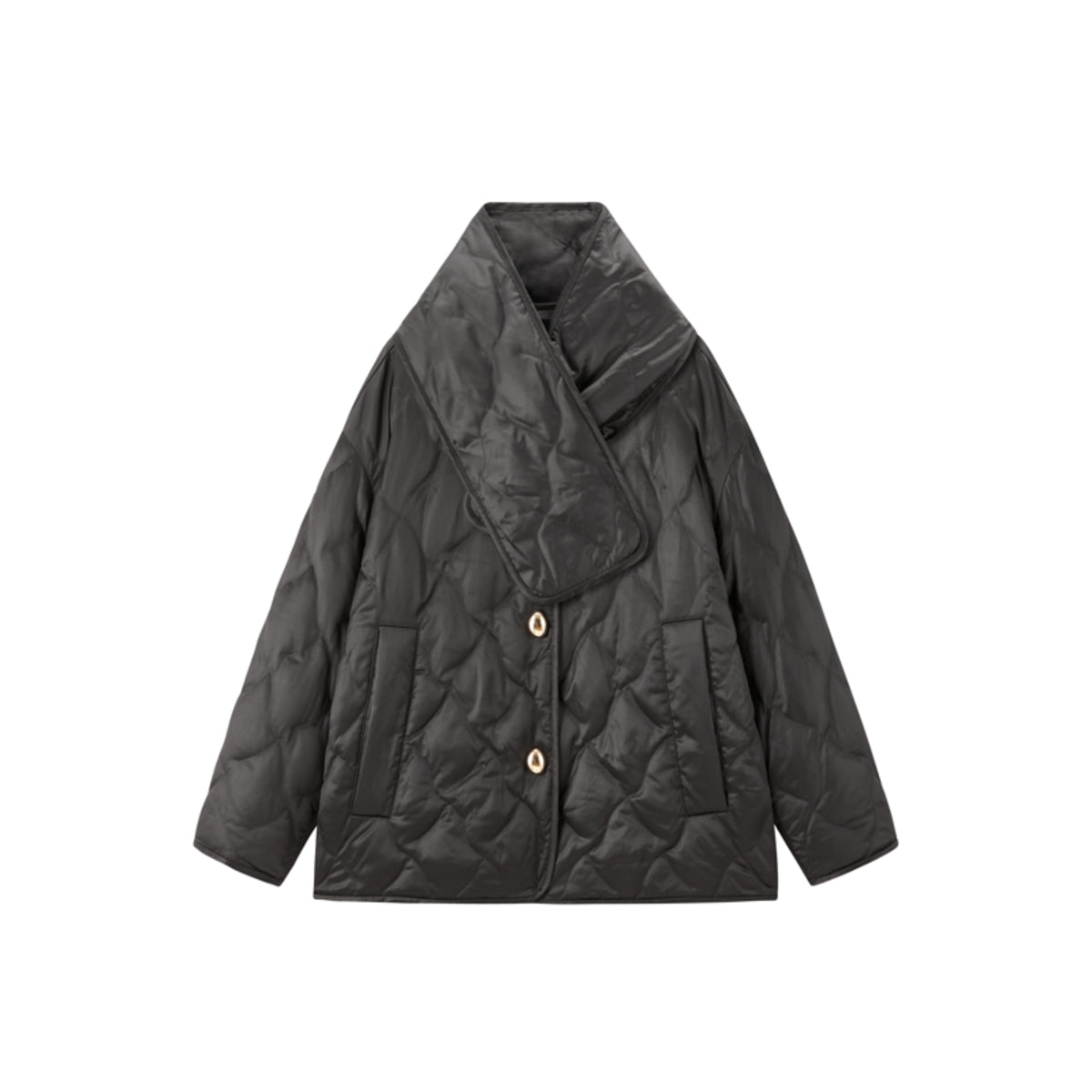 Women's Oversized Down Shirt with Detachable Scarf