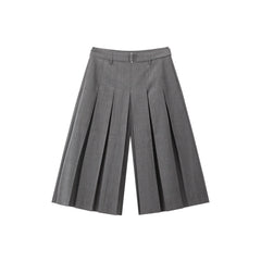 Women's Cropped Pleated Plaid Trousers
