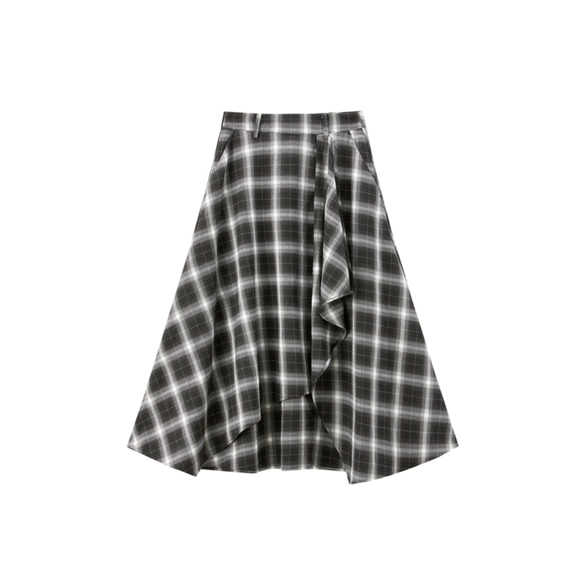 Women's Asymmetric Side-Slit Plaid Skirt