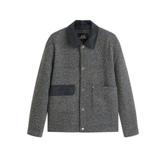 Men's Tweed-Texture Jacket with Suede Trim