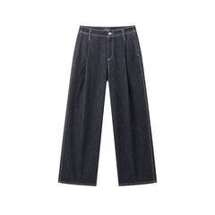 Women's Wide-Leg Jeans with Contrast Leather Patch