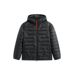 Men's Hooded Goose Down Jacket with Contrast Details