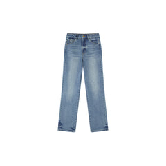 Women's High-Waist Cigarette Jeans with Back Slit