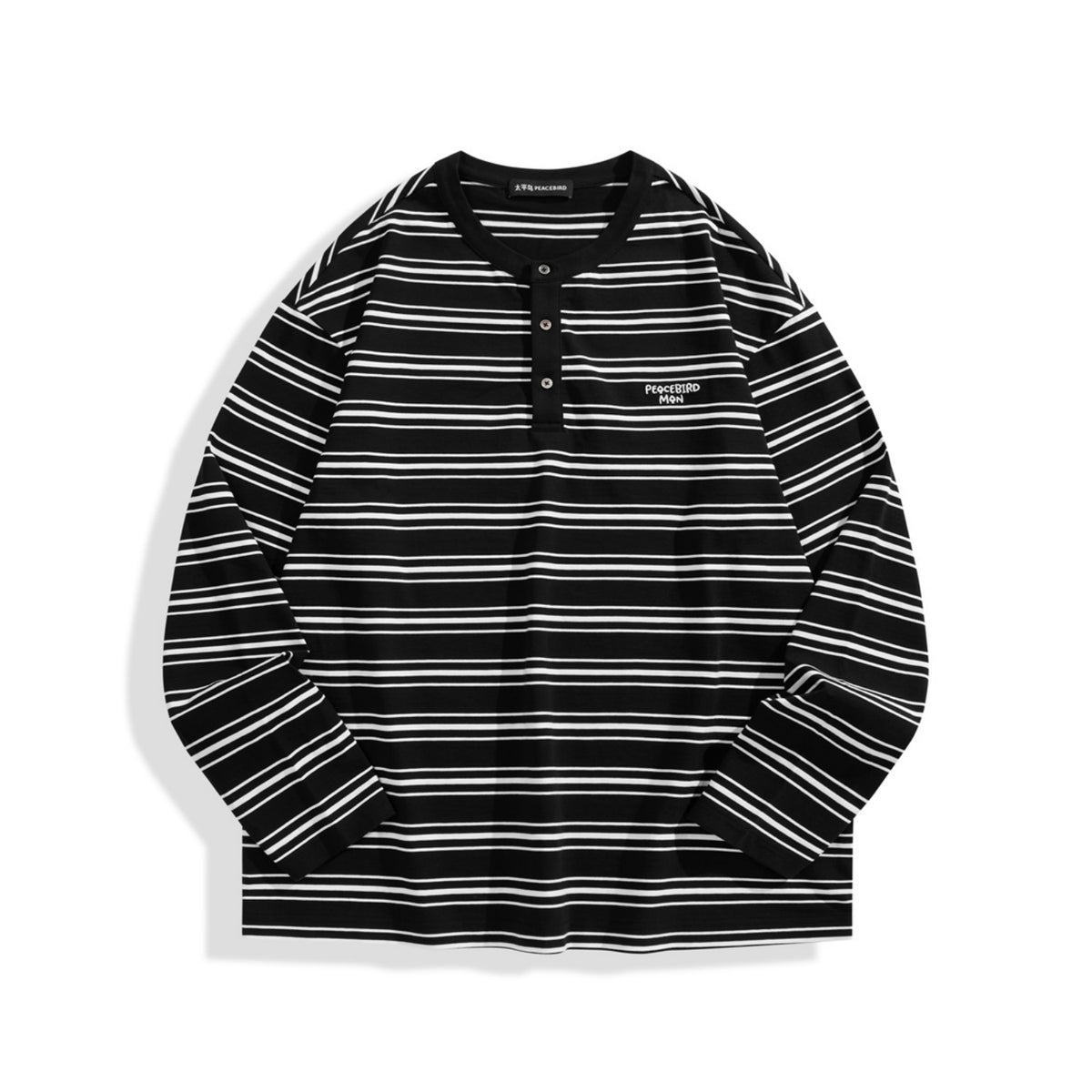 Men's Contrast-Stripe Long-Sleeve T-Shirt