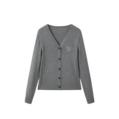 Women's Short V-Neck Embroidered Cardigan