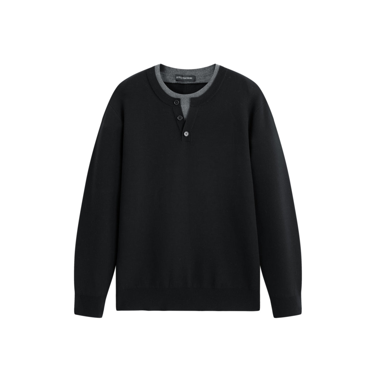 Men's Layered-Look Henley Knit Sweater