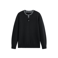 Men's Layered-Look Henley Knit Sweater