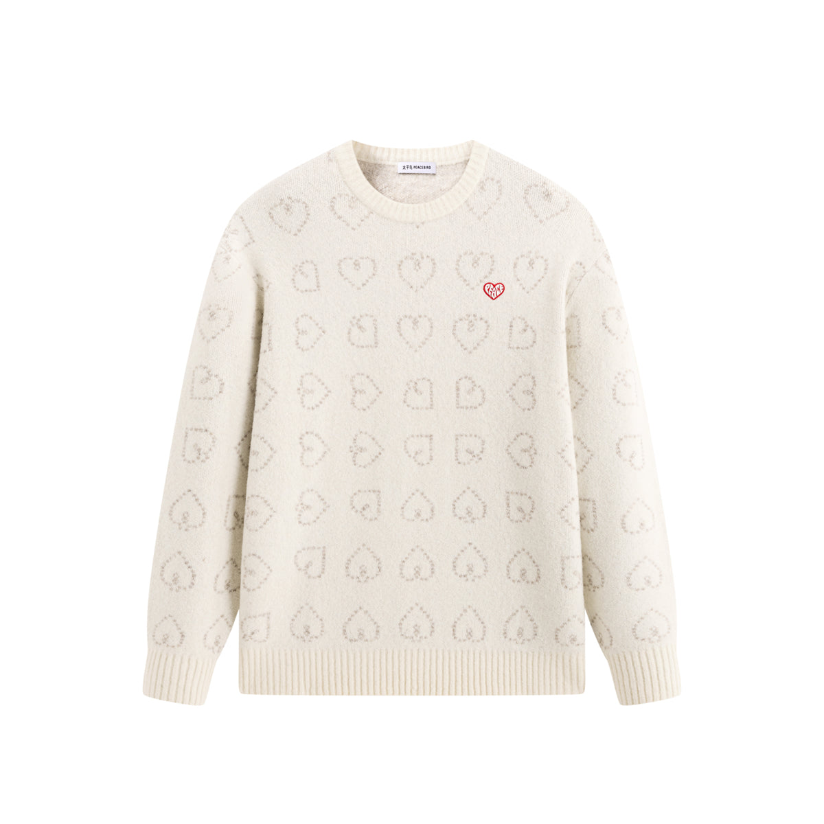 Men's Relaxed Allover Heart Jacquard Sweater