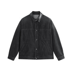 Men's Gradient-Washed Denim Jacket with PU Collar