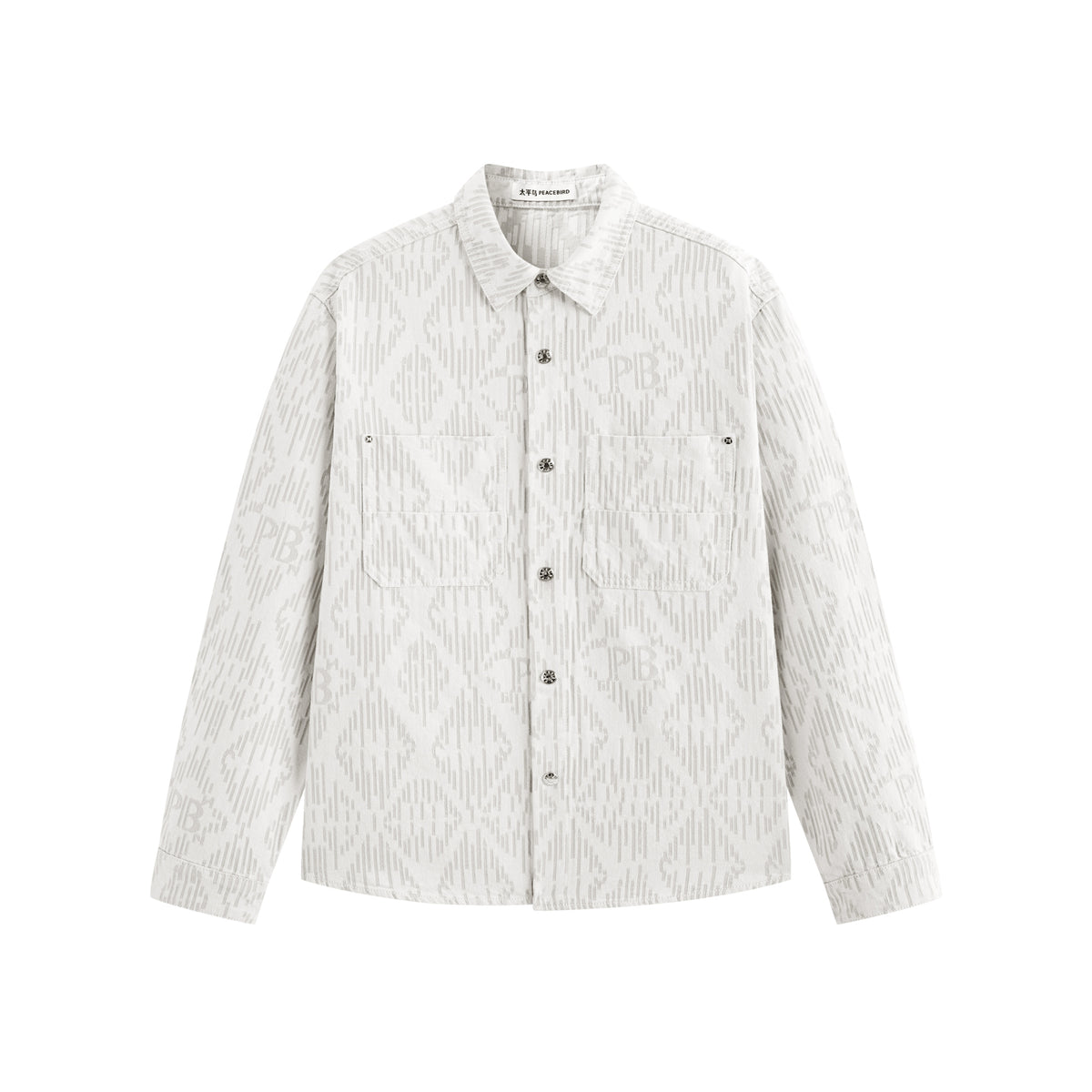 Men's Lettered Textured Jacquard Shirt