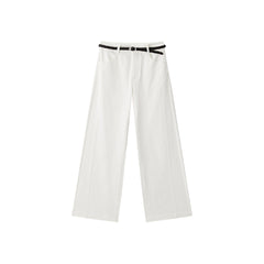 Women's Basic Wide-Leg Casual Pants with Belt
