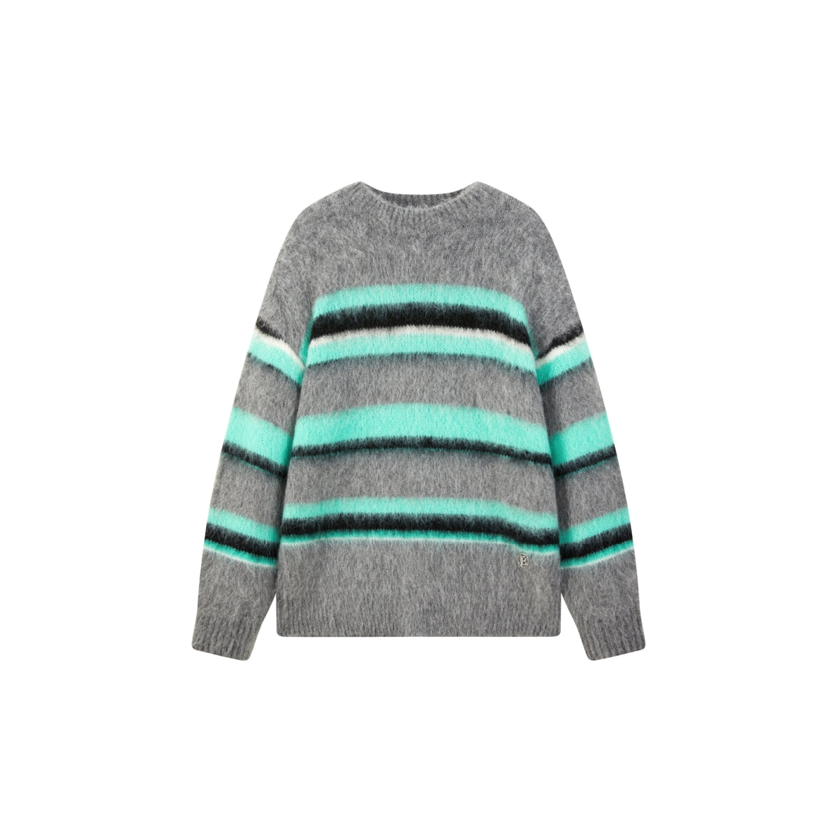 Women's Striped Knit Pullover with Mohair