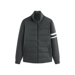 Men's Knit-Panel Lightweight Stand-Collar Goose Down Jacket