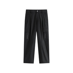 Men's Wide-Leg Cargo Pants with Drawstring Cuffs
