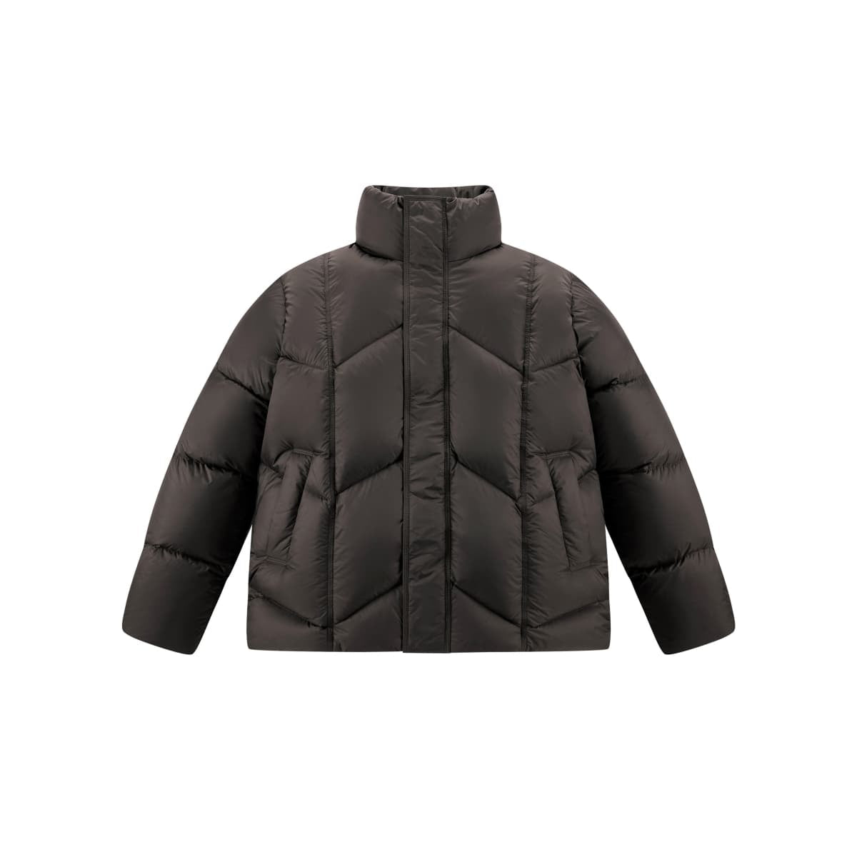 Men's Brown 95% Down Diamond-Quilted Puffer Jacket