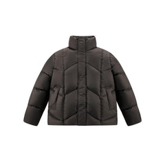 Men's Brown 95% Down Diamond-Quilted Puffer Jacket