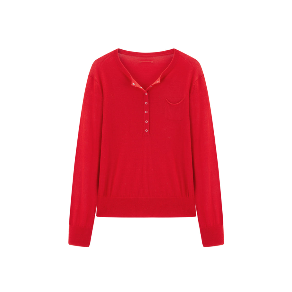 Women's Machine-Washable Wool Henley Sweater