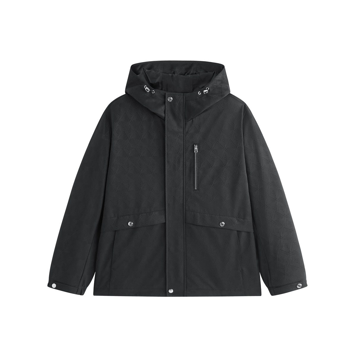 Men's Utility Jacquard Textured Hooded Jacket